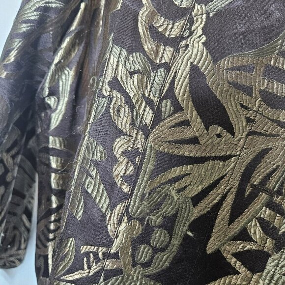 Chico's Women's Jacket Size 3 L Floral‎ Silk Rayon Brown Long Sleeve Classic - Picture 13 of 15